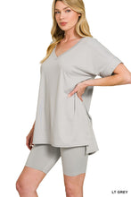 Load image into Gallery viewer, Microfiber V-neck Top &amp; Biker Shorts

