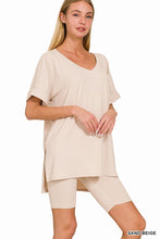Load image into Gallery viewer, Microfiber V-neck Top &amp; Biker Shorts
